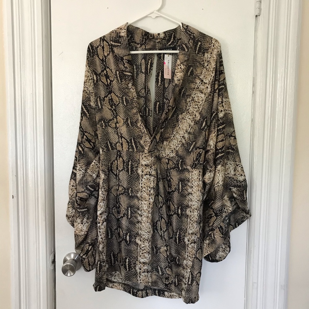 Snake skin Kimono Sleeve Dress - Large